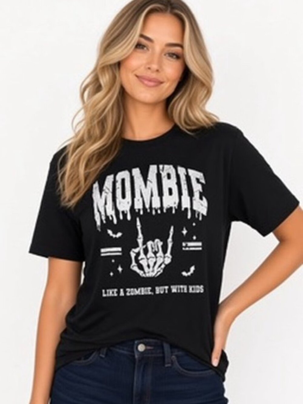 Mombie Like a Zombie But With Kids Halloween Mom Tee